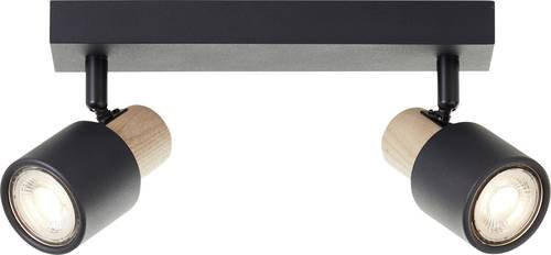 Brilliant Pini 10146/76 Deckenleuchte GU10 in Schwarz und Holz mit modernem Design und verstellbarem Reflektor - Bild 1