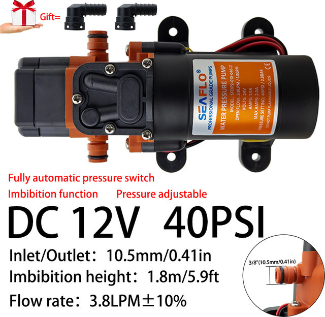 xmshxltd DC12V 40PSI Membranpumpe für Wohnmobil und Boot, selbstansaugende Hochdruckpumpe für Reinigung und Bewässerung - Bild 1