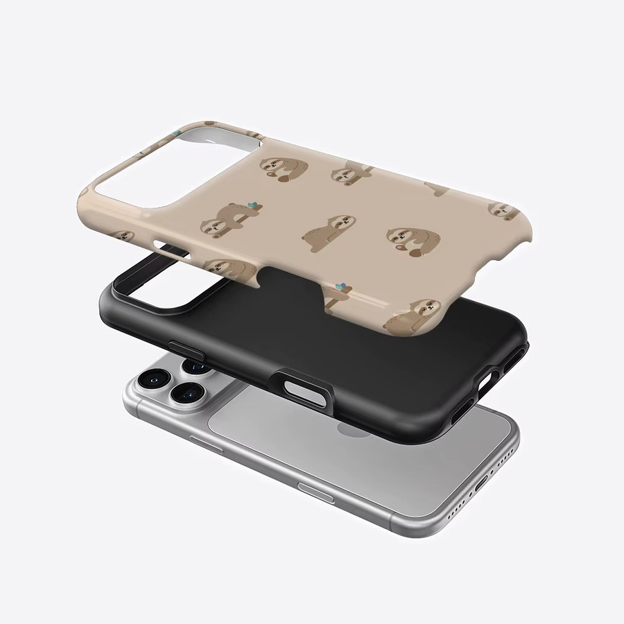 Potdemiel Faultier Kuschel-Handyhülle für iPhone 17 16 15 14 13 Pro Max Plus, magnetische doppelschichtige robuste Hülle in Beige - Bild 2