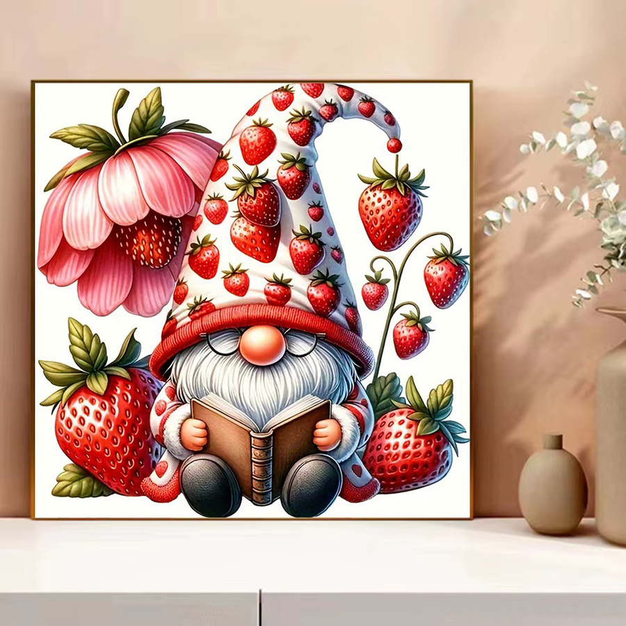 Evershine Kreuzstich-Set Cartoon-Kunst Zwerg und Erdbeere als Stickerei zur Wanddekoration B/B/B: 30,0 x 30,0 x 30,0 cm - Bild 3