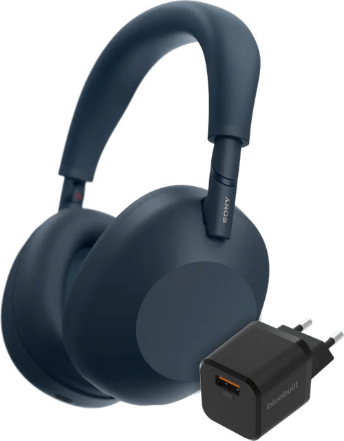 Sony WH-1000XM6 Kopfhörer in Blau mit BlueBuilt Quick-Charge-Ladegerät - Bild 1