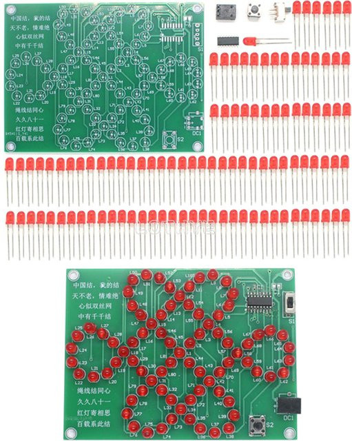 LOTHYE Chinesischer Knoten DIY Elektronisches Kit, Rot, Kunststoff - Bild 1