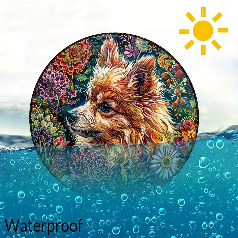 Potdemiel Runde Aluminium-Wanddekoration Pomeranian Mandala Psychedelic Art, Mehrfarbig, Durchmesser: 20,32 cm - Bild 3