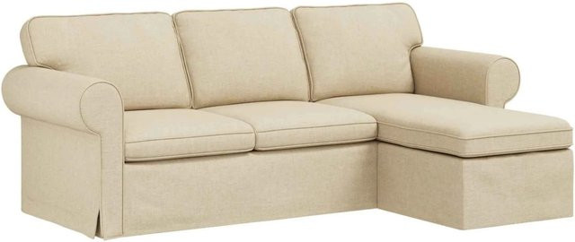 vidaXL Ecksofa in Beige mit Stoffbezug und Metallrahmen, B/T/H: 215 x 138 x 80 cm - Bild 1