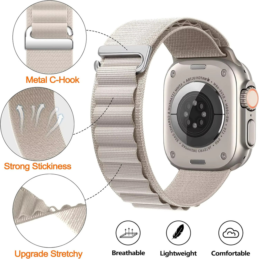 jansin Alpine Loop Strap Uhrenarmband, Nylon, Weiß, Unisex - Bild 2