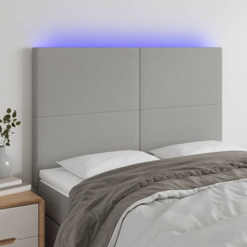 LED Kopfteil vidaxl in Grau aus Stoff, Modern und Klassisch, B: 144 cm, H: 118/128 cm, T: 5 cm - Bild 1