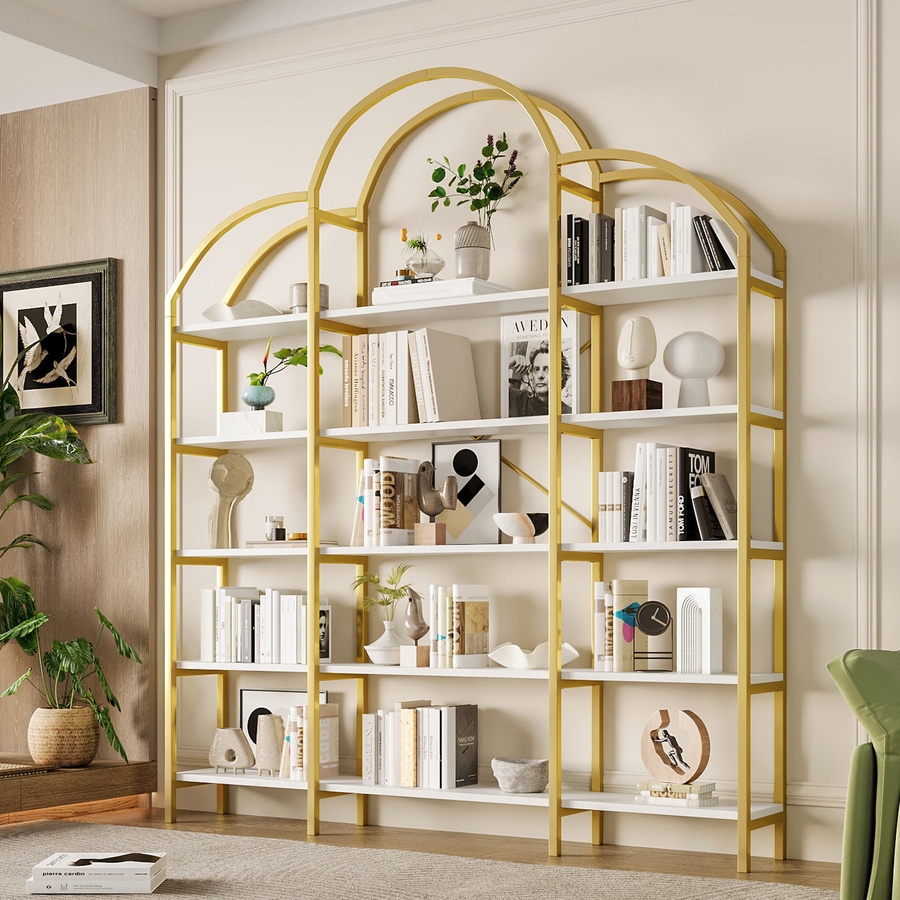 NK Space Regal in Wolkenform mit fünf Ebenen, Gold und Weiß, B/T/H: 170 x 26 x 190 cm - Bild 2