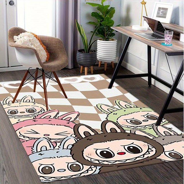 Yun Home LABUBU Cartoon Teppich, weich und rutschfest, Polyester, Mehrfarbig, B/T: 120 x 80 cm - Bild 1