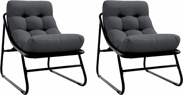 vidaXL Gartenmöbel Set mit 2 Stühlen und Kissen in Schwarz aus pulverbeschichtetem Stahl und wetterfestem Polyester, B/T/H: 60,5 x 81 x 71 cm - Bild 1