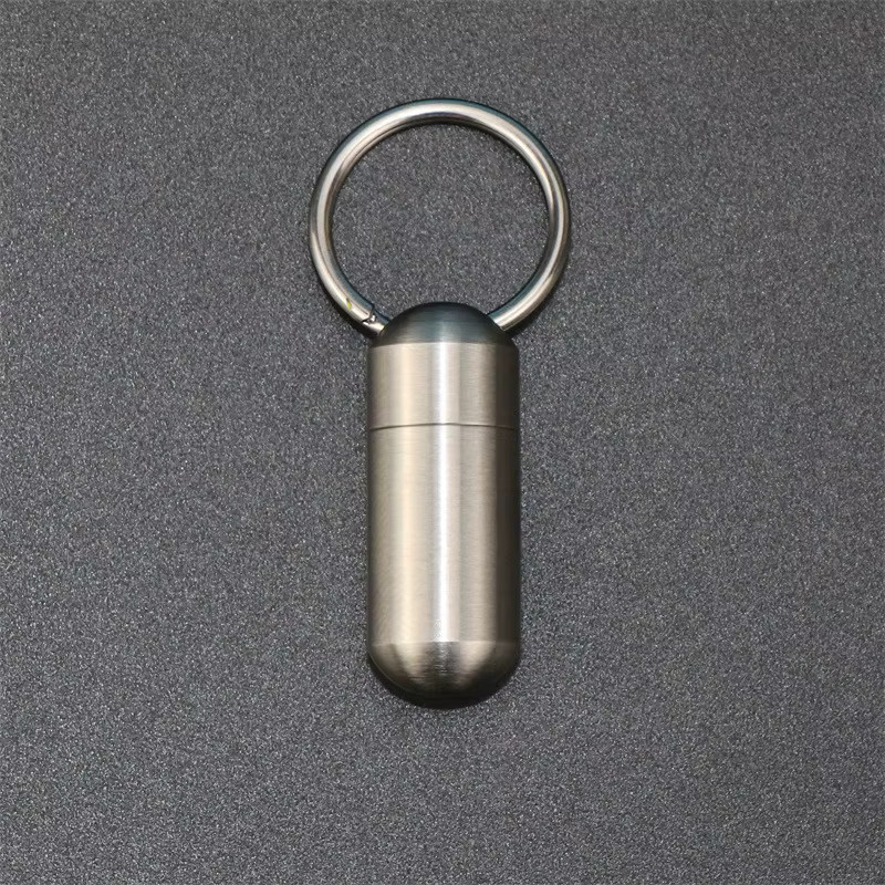 Baolian Mini-Edelstahl-Dose aus Edelstahl 304, wasserdichter und tragbarer Aufbewahrungsbehälter mit Schlüsselanhänger, Silber - Bild 3