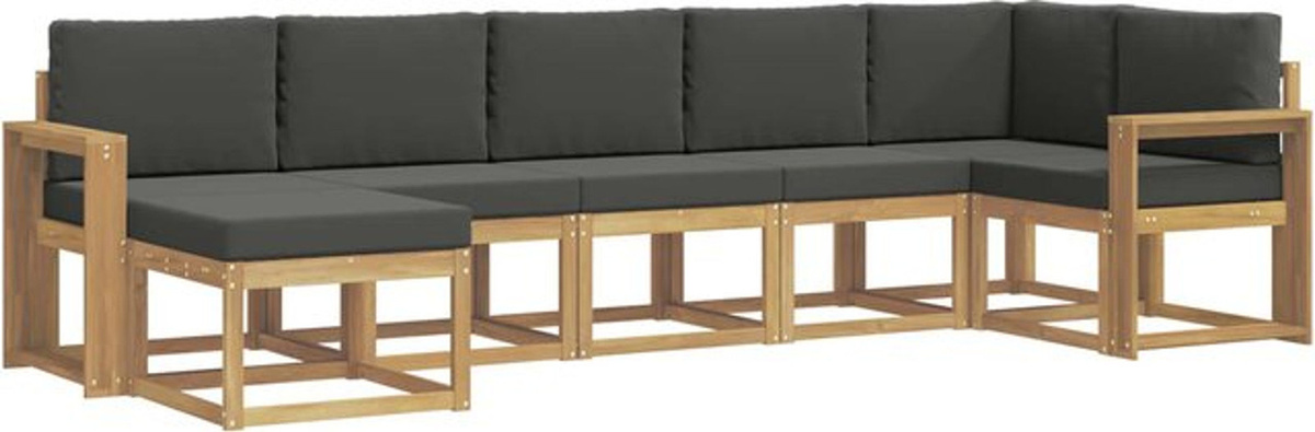 7-teilige moderne Outdoor-Sofagarnitur aus Akazienmassivholz und Polyester von vidaXL in Weiß und Anthrazit - Bild 1
