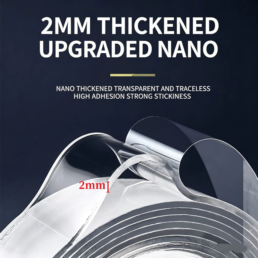YX Hochleistungs-Nano-Doppelseitiges Gel-Klebeband, Transparent, Wasserfest und Rückstandsfrei, Schneidbar und Waschbar - Bild 2