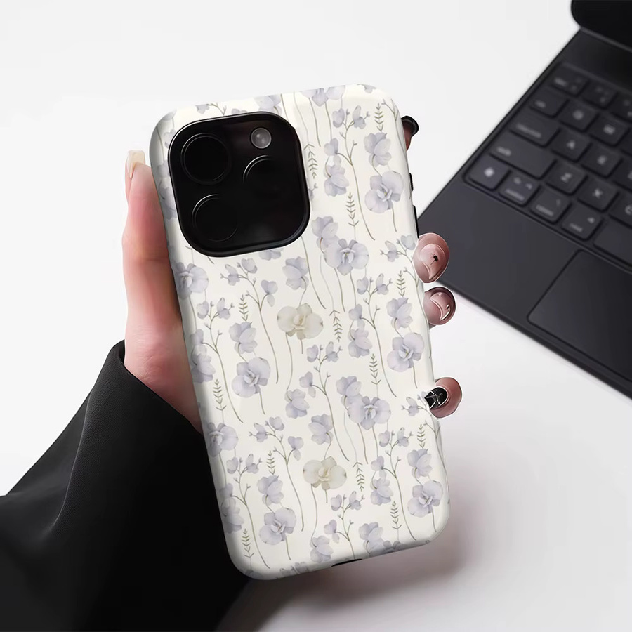 Potdemiel Robuste Handyhülle mit Lavendel-Blumenmuster für iPhone 17 16 15 14 13 Pro Max Plus, Magnetisch, Doppelschichtig, Lila/Mehrfarbig - Bild 3