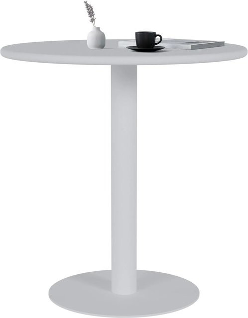 CLP Bistrotisch Jarla rund, weiß, Durchmesser: 70 cm, Höhe: 73 cm, mit MDF-Tischplatte und Metallgestell - Bild 1