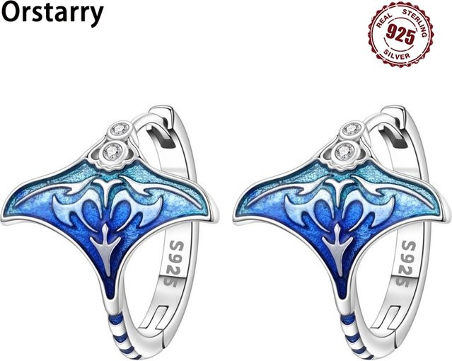 Orstarry Creolen 925 Sterlingsilber, blau, Damen - Bild 1