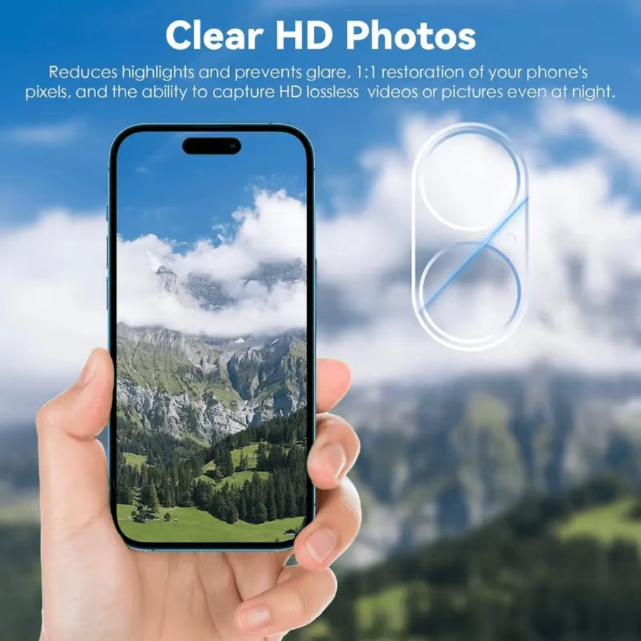 DIXSG 6-in-1 Ultra Clear Displayschutzfolie und Kameraobjektivglas Set für iPhone 17 16 15 14 13 12 11 Pro Max Plus in Transparent - Bild 2