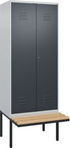 C+P PSA Doppel-Spind Classic PLUS Sitzbank mit 2 Abteilen und Zylinderschloss, Buche-Hartholz, B/T/H: 212 x 80 x 81,5 cm - Bild 1