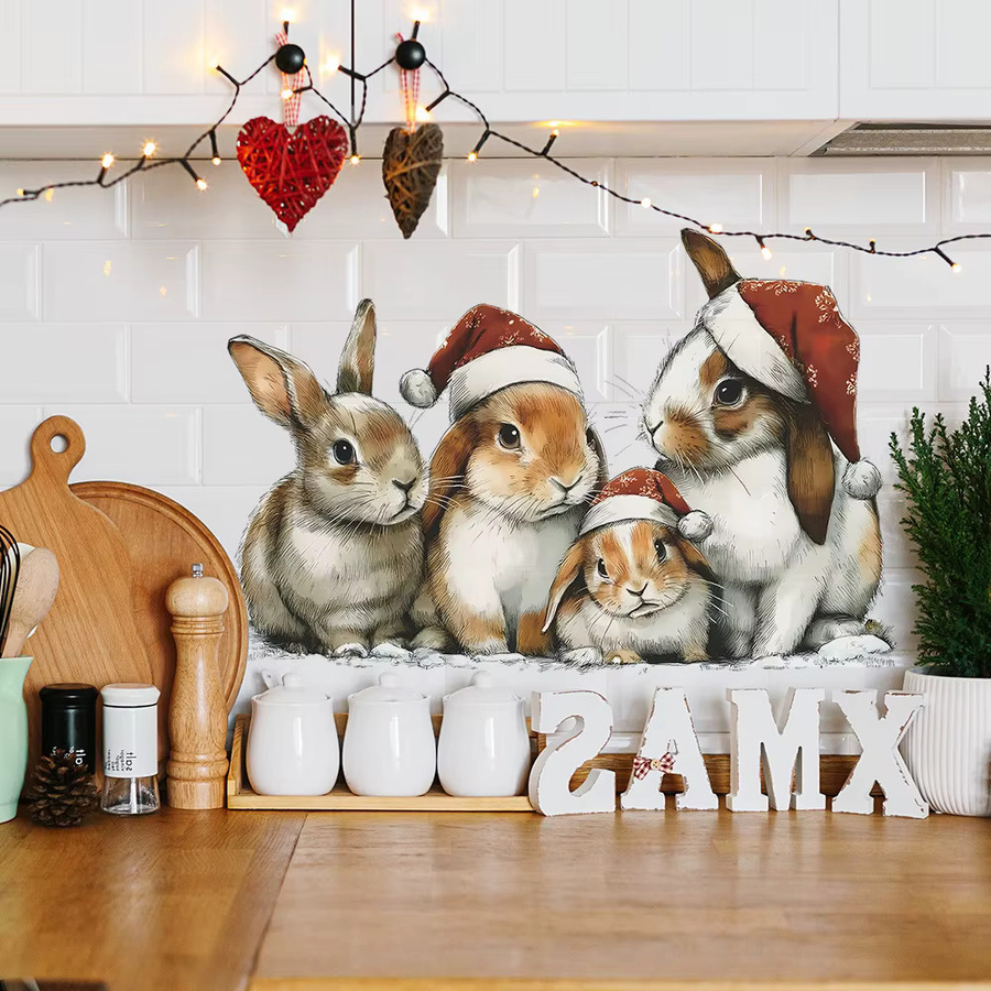 DUTRIEUX Weihnachtsaufkleber mit Hasen-Design, wasserfester Vinyl-Wandaufkleber, Mehrfarbig, Breite: 40,0 cm, Höhe: 60,0 cm - Bild 5