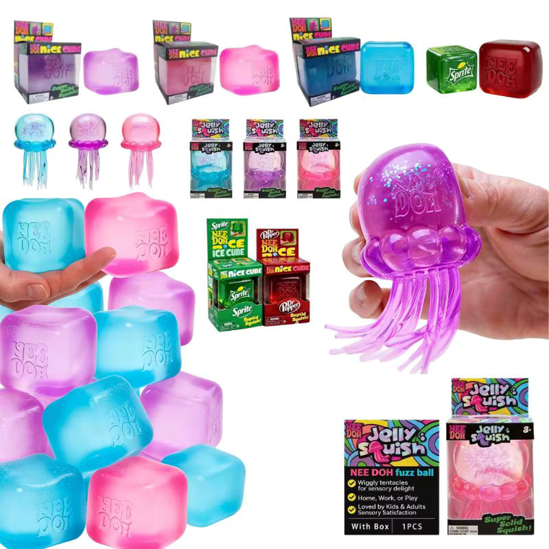 Schylling Needoh Quallen- & Würfel-Squishy-Spielzeug, weiches Jelly-Squeeze-Sensorik-Fidget-Spielzeug - Bild 1