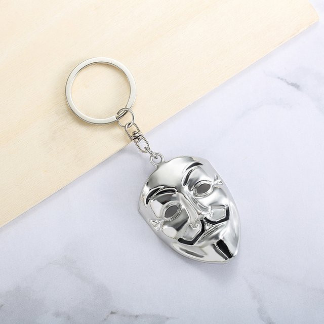 Anhänger Anonyme Maske, Messing, Silber, Unisex - Bild 1