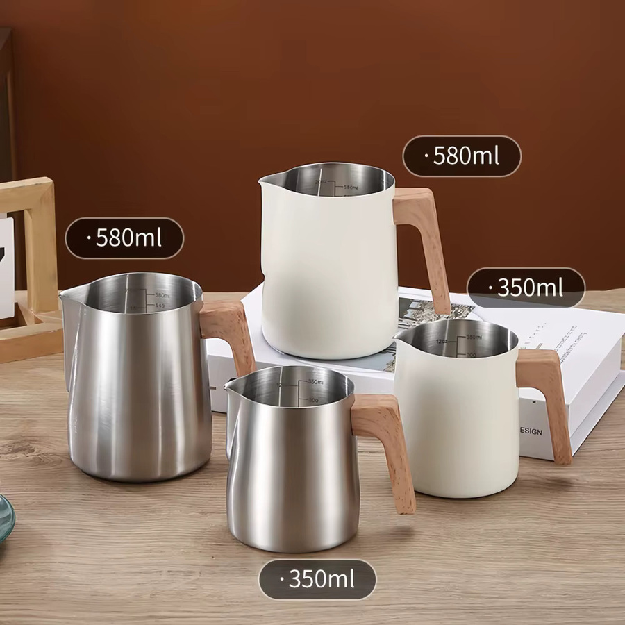 WUWANLI Kaffee-Milch-Aufschäumkrug aus Edelstahl 304 mit Präzisionsskala und Verbrühungsschutz, 350 ml - Bild 4