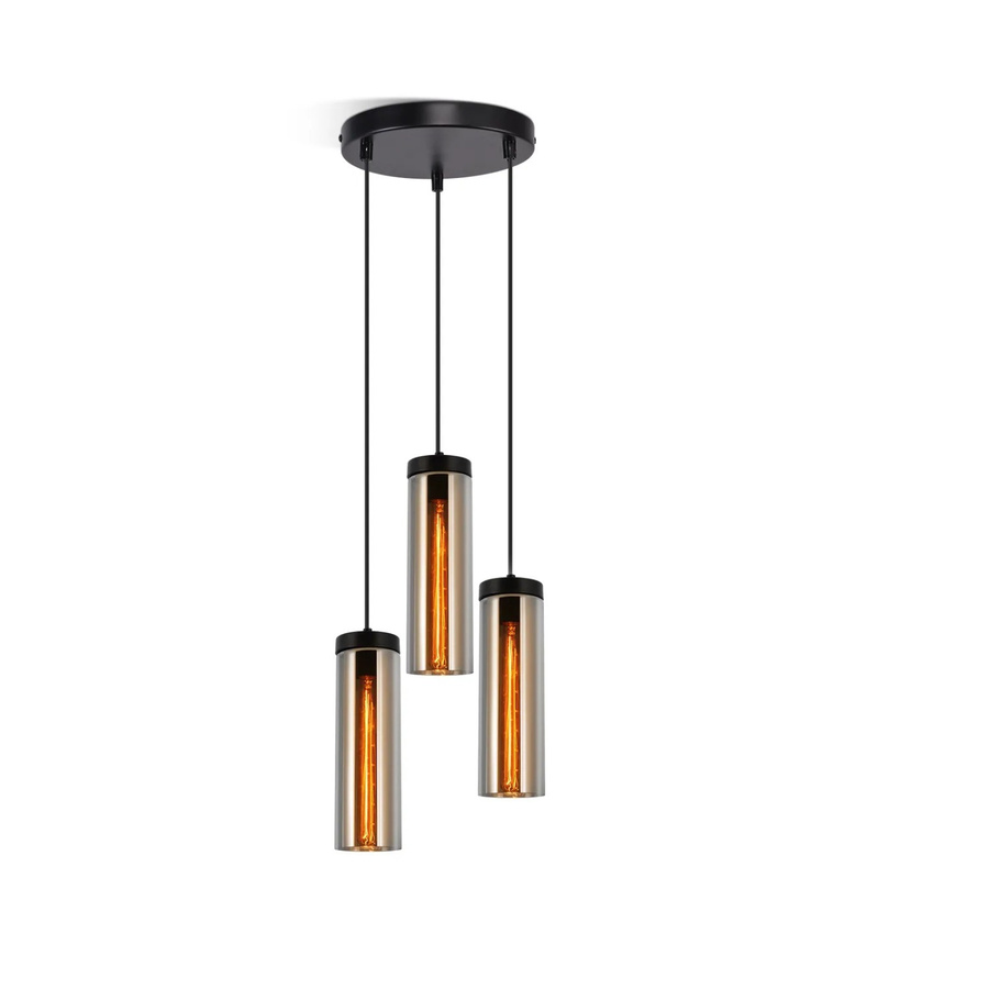 NETTLIFE Retro Pendelleuchte 3-flammig aus Glas und Metall in Schwarz, höhenverstellbar, E27 - Bild 2