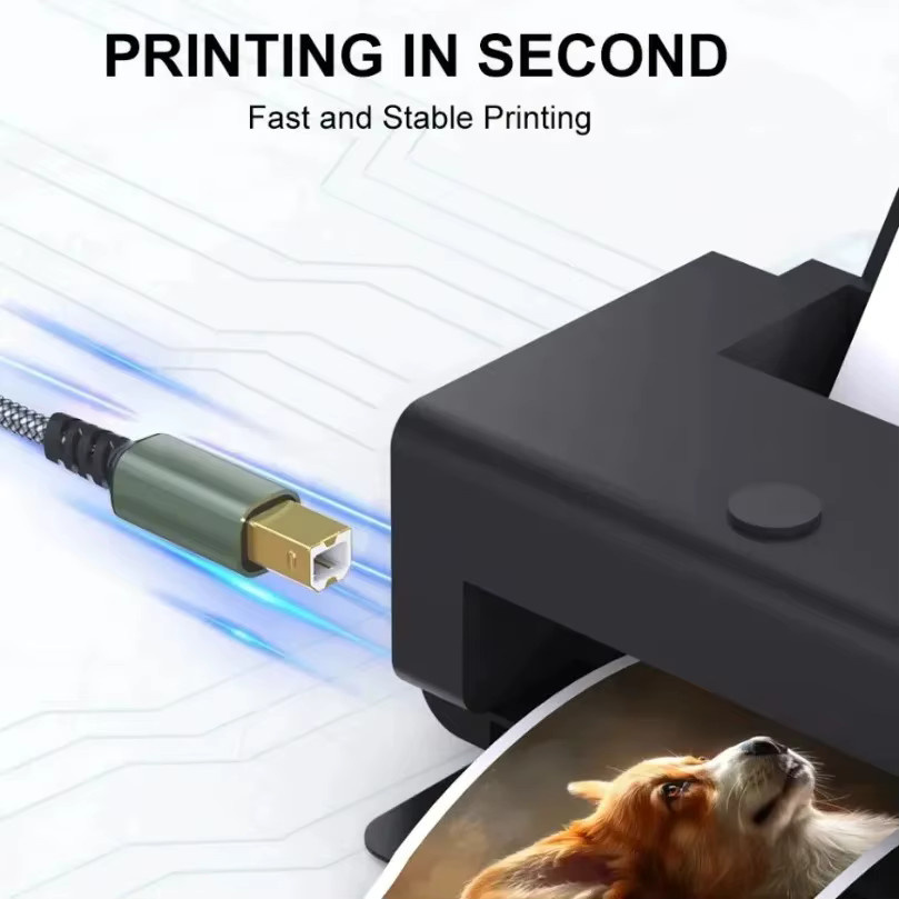 VIKEFON USB B auf USB A Druckerkabel USB 2.0 Hochgeschwindigkeits-Scannerkabel für HP Canon Epson Dell Lexmark - Bild 3