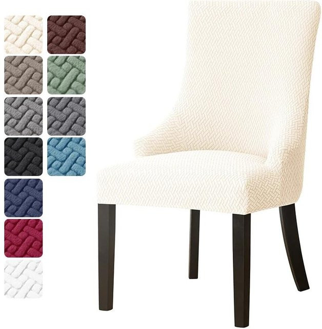 Jacquard-Esszimmerstuhlbezüge mit hoher Rückenlehne aus elastischem Stretch-Material für Bankette und Hochzeiten - Bild 1