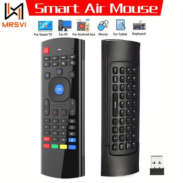 MRSVI MX3 Air Mouse Wireless Mini Tastatur und IR Lern-Fernbedienung in Schwarz für PC, Android und Smart TV - Bild 1