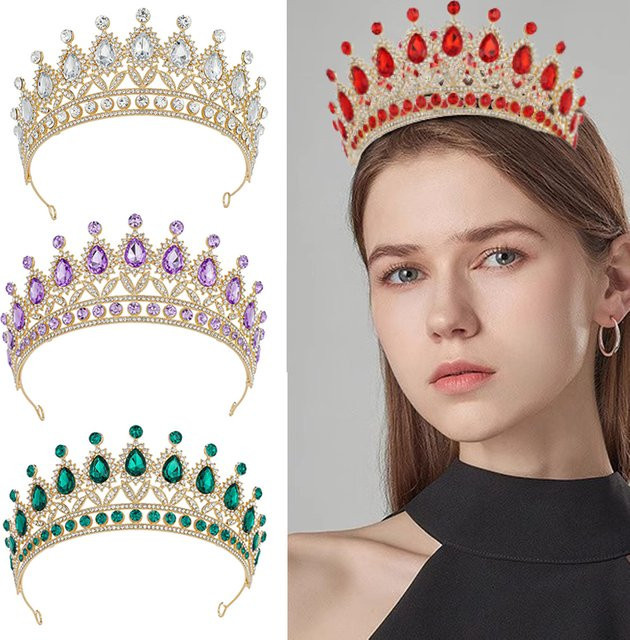 FORWOT Diadem, Gold Farbe, Kristall, Perlen, Strass, Braut - Bild 1