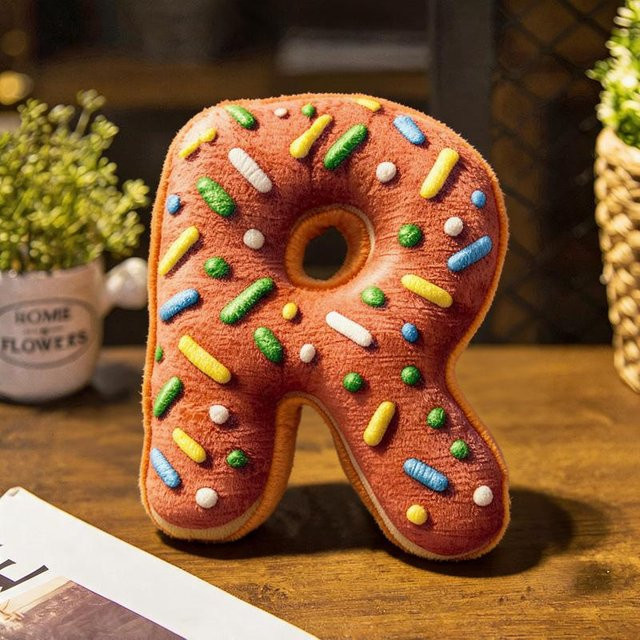 Kawaii Donut Buchstaben Kissen aus Plüsch, bunte englische Buchstaben als weiche Kuscheltiere, Höhe: 40 cm, Mehrfarbig - Bild 1
