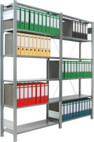 Regalwerk BERT Ordnerregal in Grau/Silber mit 7 Fachböden und 6 Ebenen, H x B x T: 232,5 x 100,5 x 30,0 cm - Bild 1