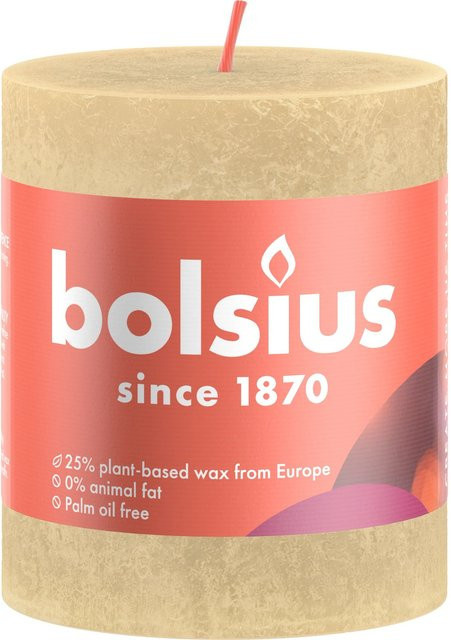 Bolsius Rustik-Kerze Shine Winter Edition in Haferbeige, Durchmesser: 6,8 cm, Höhe: 8 cm - Bild 1