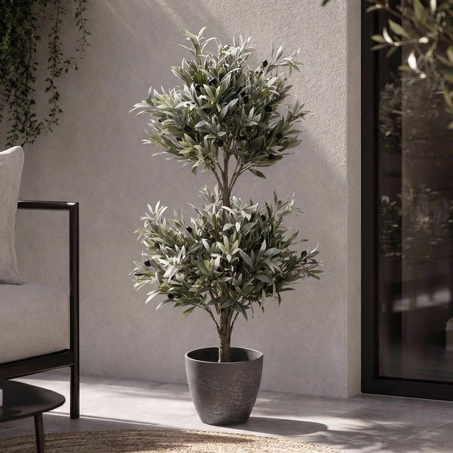Künstlicher Olivenbaum MCW als grüne Dekopflanze für Outdoor und Indoor, H x B x T: 104 x 48 x 48 cm - Bild 1