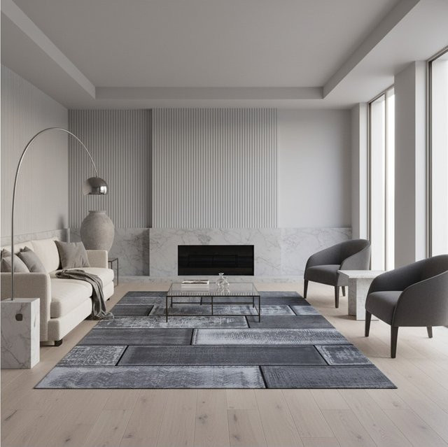 Kadima Design Kurzflorteppich INN in Steinoptik, Schwarz/Grau, Breite: 200 cm, Tiefe: 290 cm - Bild 1
