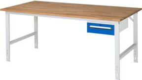 Rau Arbeitstisch Tom KM02 höhenverstellbar mit Buche-Massiv-Arbeitsplatte in Braun, B/T/H: 200 x 100 x 76,0-108,0 cm - Bild 1