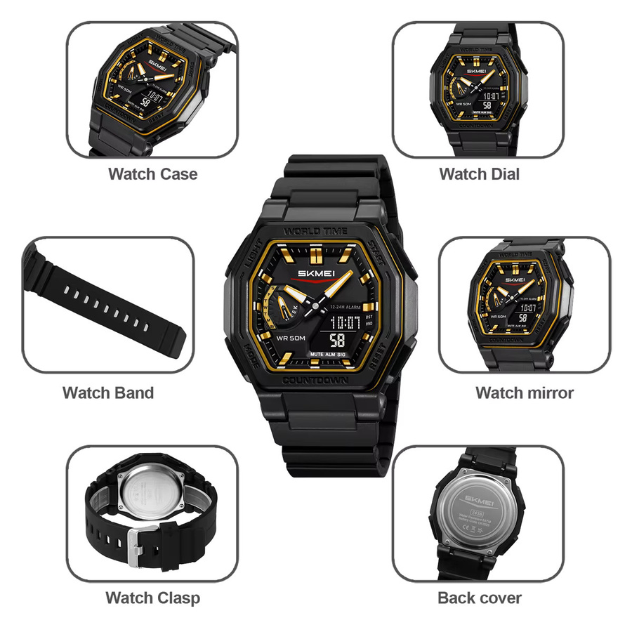 SKMEI Armbanduhr, Quarz, Analog-Digital, Kunststoff, Schwarz, Herren - Bild 3