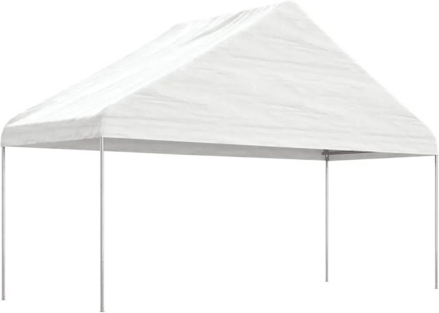 vidaXL Pavillon mit Dach in Weiß aus Polyethylen und verzinktem Stahl, B/T/H: 588 x 223 x 375 cm - Bild 1
