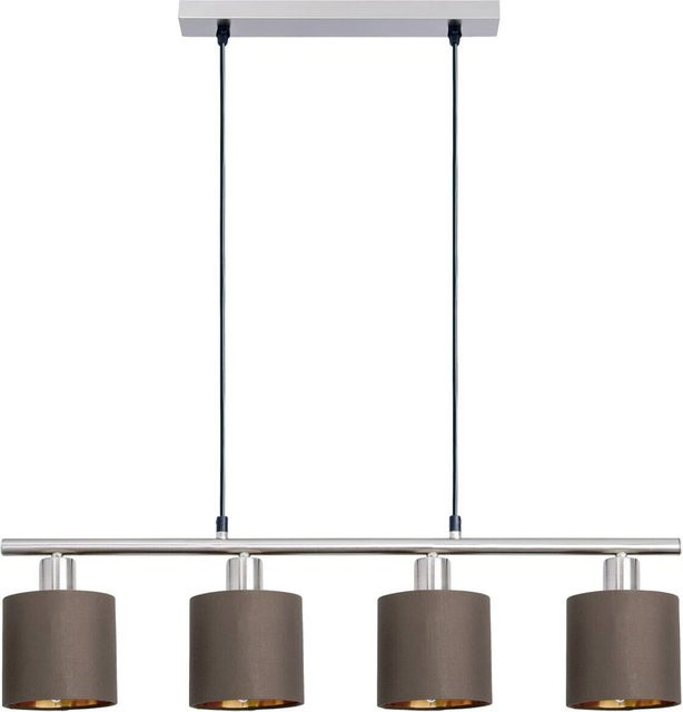 Näve Pendelleuchte Maron 4-flammig in Braun-Gold aus Metall und Textil, B/H/T: 12 x 140 x 72,4 cm - Bild 1