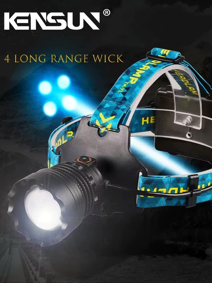 KENSUN LED Stirnlampe mit 4 LEDs und Zoom-Funktion in Schwarz - Bild 6