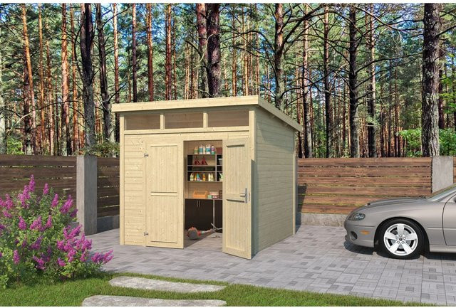 Lasita Gartenhaus Kibo 3 aus Holz in Braun, Unbehandelt, B/T/H: 270 x 245,1 x 274,1 cm - Bild 1