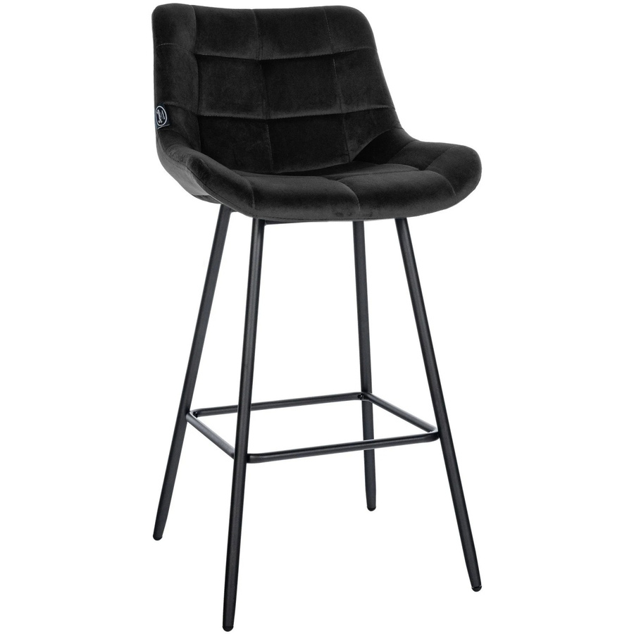 DELUKE Barhocker VISEN Barstuhl mit Lehne aus Samt in Schwarz, B/T/H: 49 x 56 x 104 cm - Bild 2
