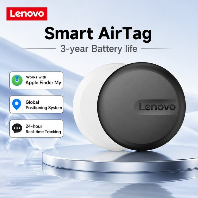 Lenovo Air Tag Tracker in Weiß für iOS Apple Find My App zur Ortung von Schlüsseln, Geldbörsen, Haustieren und Kindern - Bild 1