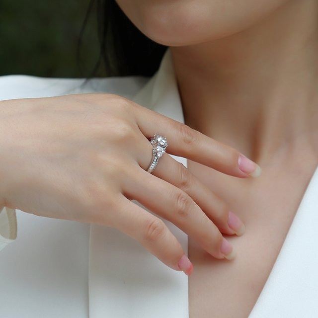 JIUZUAN Moissanit-Ring, 925 Silber, 18K Vergoldet, Damen - Bild 1