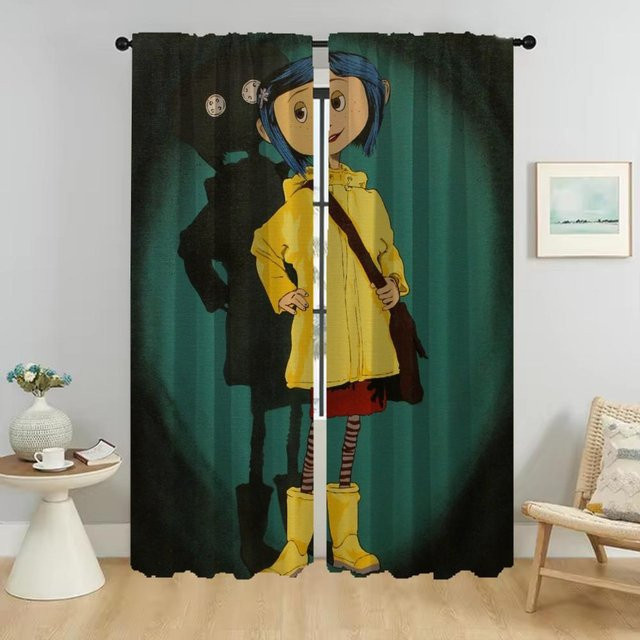 Coralines Verdunklungsvorhänge für Kinderzimmer und Wohnzimmer, 2er-Set, Farbe: Grün, Breite: 50 cm, Höhe: 70 cm - Bild 1