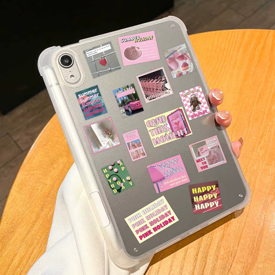 30 Stück rosa Urlaubsaufkleber-Set wasserfeste ästhetische Abziehbilder für DIY-Projekte wie Telefon, Sammelalbum und Koffer - Bild 4