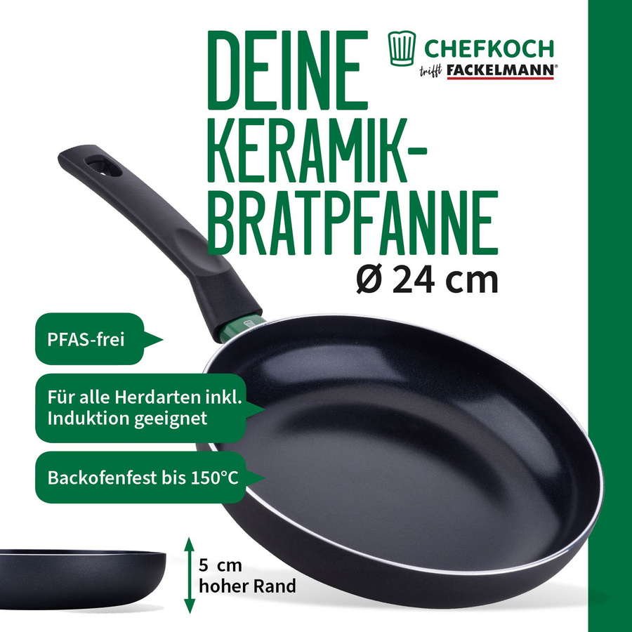 Fackelmann Bratpfanne Chefkoch mit Keramikbeschichtung, Farbe: Grün/Schwarz, Durchmesser: 24 cm - Bild 3