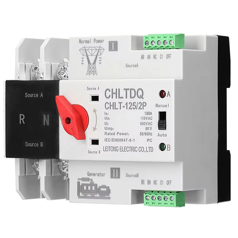 2er Set DIN-Schiene ATS PV-Wechselrichter Dual Power Automatic Transfer Wahlschalter für Photovoltaik Solar, Farbe: Weiß - Bild 1