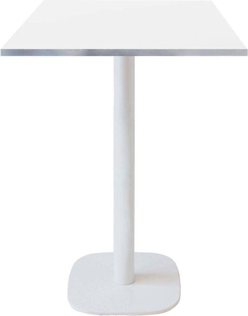 RestooTab Stehtisch Round quadratisch in Weiß mit Holzdekor und Edelstahl-Platte, höhenverstellbar, B/T/H: 60 x 60 x 113 cm - Bild 1