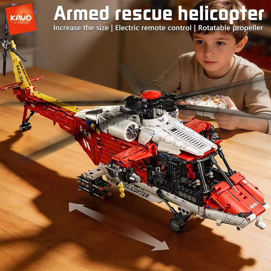 KAVOWORLD Rettungshubschrauber, Bausteine-Set, motorisiertes RC-Flugzeugmodell, 1528 Teile - Bild 2